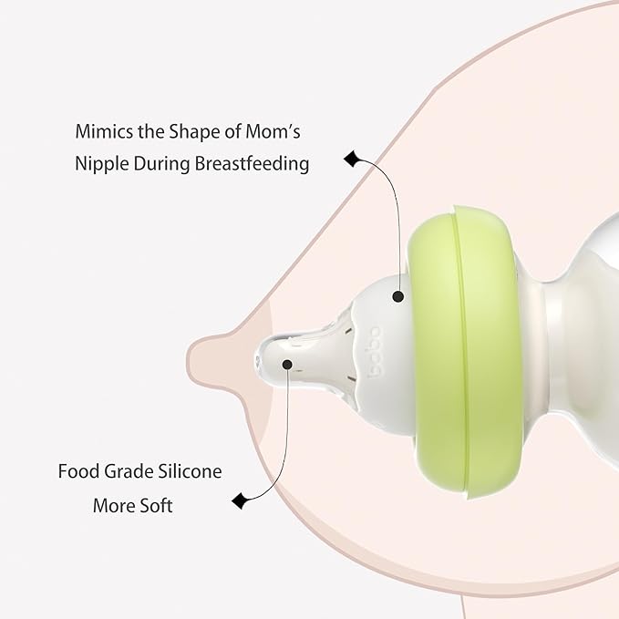 YOHKOH Newborn Glass Baby Bottles with Slow Flow Nipple for 0+ Months, Wide Neck Feeding Bottle, 2.7oz/80ml (Green, 2.7oz (Pack of 2))