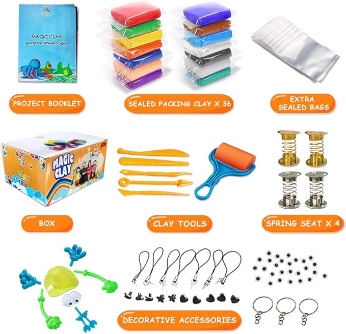 ESSENSON Modeling Clay Kit - 36 Colors Air Dry Magic Clay, DIY Molding with Sculpting Tools, Party Favors Kids Art Crafts Best Gift for Boys & Girls Age 3-12 Year Old