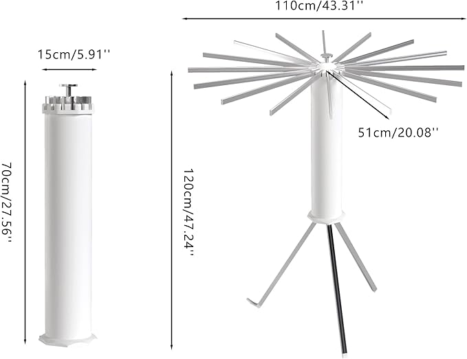Foldable Tripod Clothes Drying Rack, Collapsible Laundry Drying Rack, Portable Octopus Laundry Stand with 16 Extendable Aluminum Rods White & Silver Space Saving Holder for Indoor Outdoor