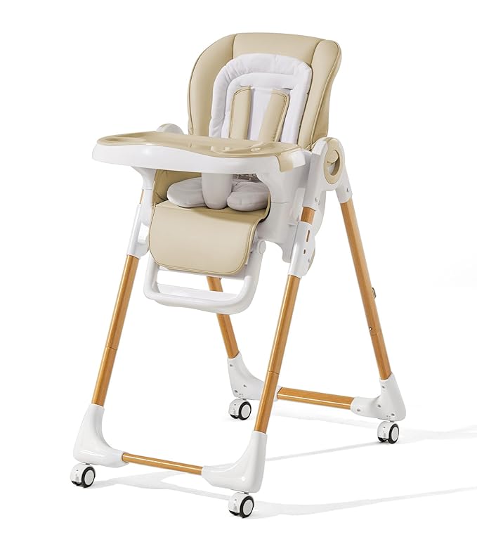 Mallify Convertible High Chairs for Babies and Toddlers, Height Adjustable Baby High Chair, High Chair with Removable Tray, Adjustable Backrest, Portable Baby Dinning Chair with Lockable Wheels
