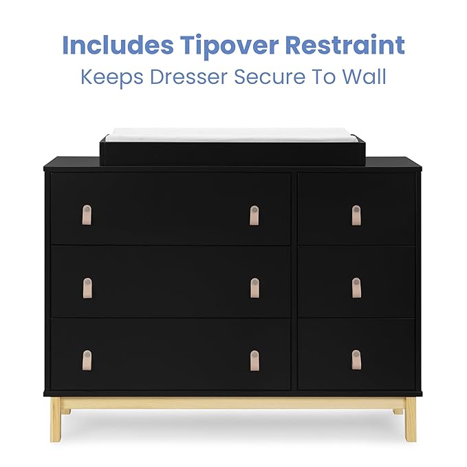 GAP babyGap Legacy 6 Drawer Dresser with Leather Pulls and Interlocking Drawers - Greenguard Gold Certified, Ebony/Natural