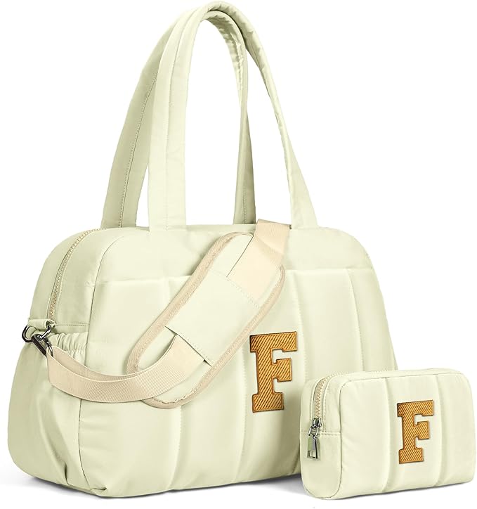 Duffle Bag for Travel Women, Travel Bags，Bridesmaid Gifts-Initial Overnight Bag with Wet Pocket，Lightweight Weekender Bags Personalized Gym Tote with Makeup Pouch