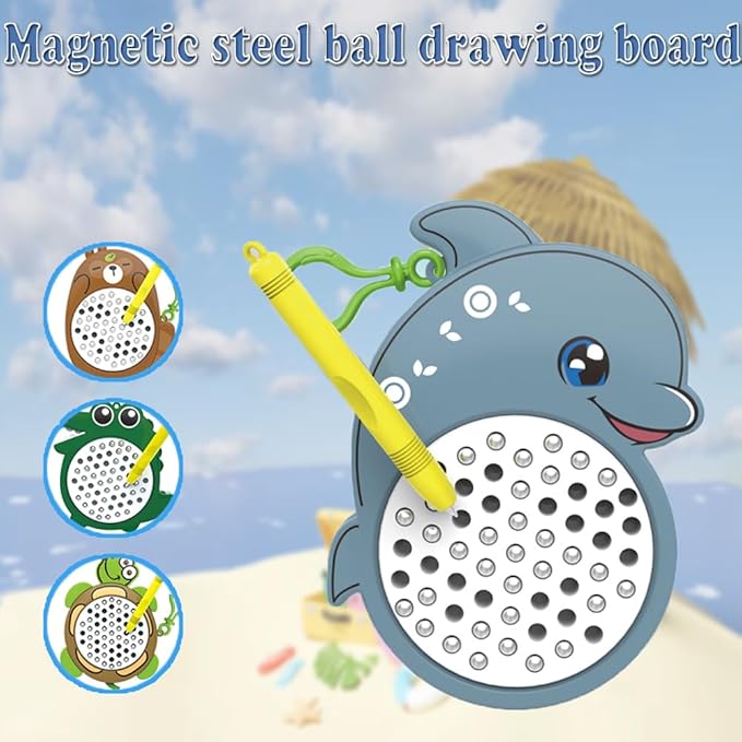 1PCS Sea Otter Magnetic Drawing Board for Kids & Toddlers with Beads and Magnet Stylus Pen - Magnetic Travel Toy for Airplane & Car Ride Activities for Kids