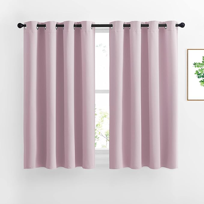 NICETOWN Bedroom Curtains Room Darkening Draperies - Room Darkening Drapes/Panels for Bedroom, Grommet Top 2-Pack, Lavender Pink, 52 x 54 inches Long, Thermal Insulated, Privacy Assured