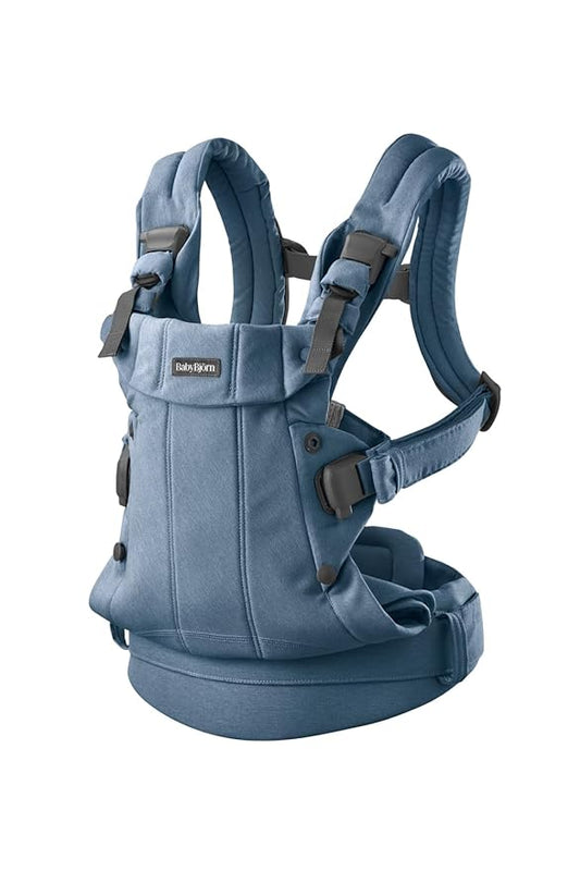 BabyBjörn Baby Carrier Harmony, Woven mélange, Blue | 3-in-1 Ergonomic Baby Carrier; Newborn, Facing-in, Outward-Facing, and Back Carrying Positions Supported (7-40 lbs), Newborn to Toddler