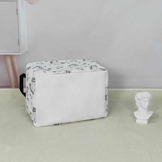 LANGYASHAN Rectangular Storage Bin Collapse Canvas Fabric Cartoon Storage Basket with Handles for Organizing Home Kitchen Boys and Girls Toys Office Closet Shelf Baskets (Rec Rainbow Unicorn)