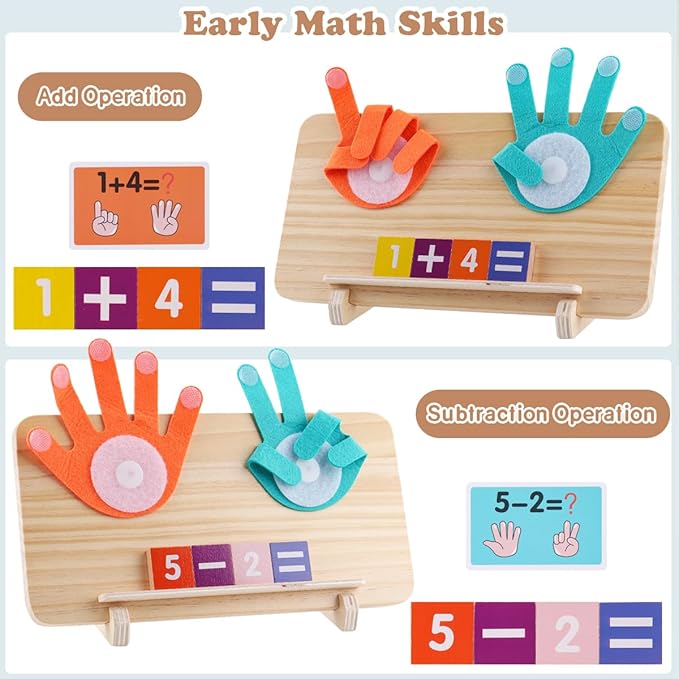 Educational Learning Number Toy for Toddler, Math Manipulatives Number Counting Blocks, Finger Counting Math Toys, Homeschool Supplies for Teaching Early Education Toys, Montessori Toy for Toddler