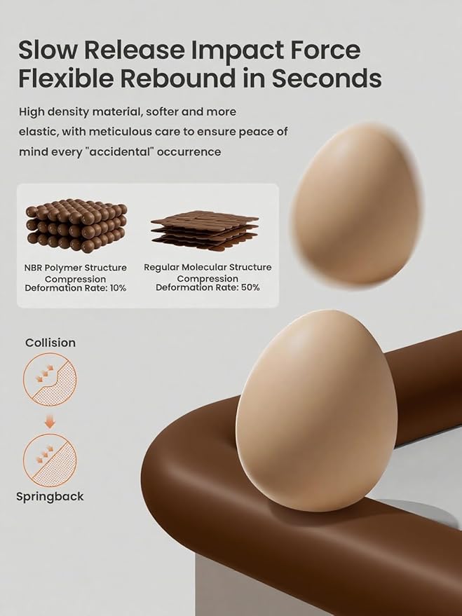 Baby Proof Edge Corner Protector, 16.4FT 0.47''Th L-Shape Furniture Corner & Edge Safety Bumpers with 10 Corners, Pre-Taped, Soft NBR Rubber Foam Desk Edge Cushion Wall Corner Protector (Coffee)