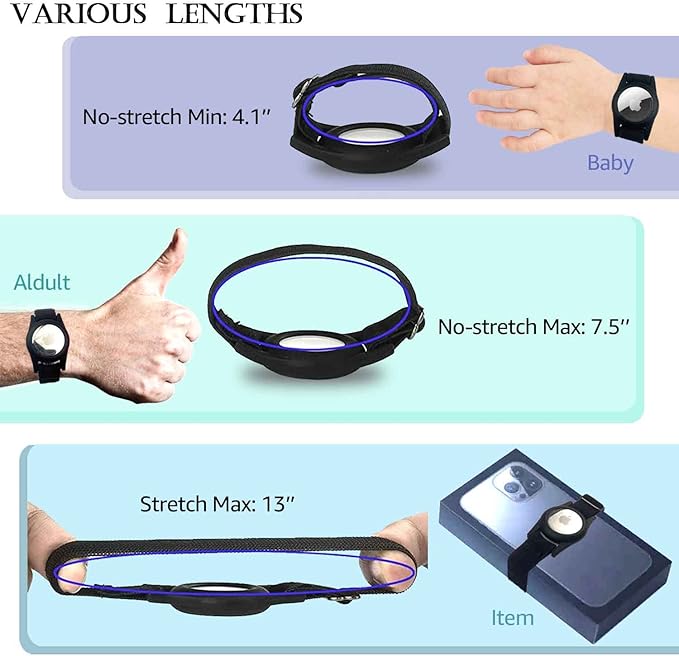 ThingsBag 4 Pack Kids Bracelet for AirTag, Holder with Adjustable Stretchy Nylon Watch Band, Anti-Lost for Apple Air Tag Case Loop for Child, Toddler, Wallet, AirTag Wristband Kids (Colorful)
