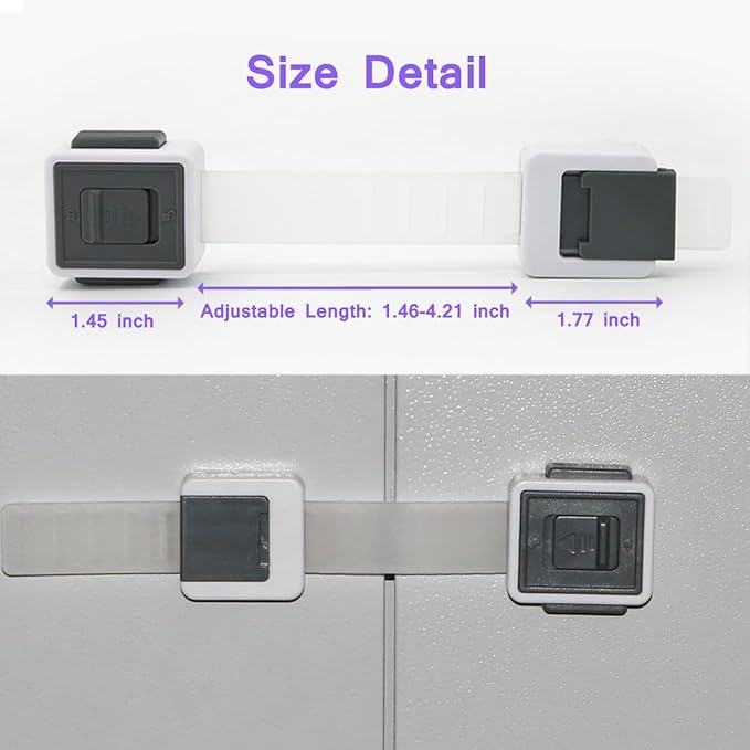Child Proof Cabinet Locks, 4 Pack Child Locks for Drawer Cupboard Dishwasher Cupboard Pantry and Toilet. Adhesive Safety Baby Proofing Fridge Lock for Kids and Toddler