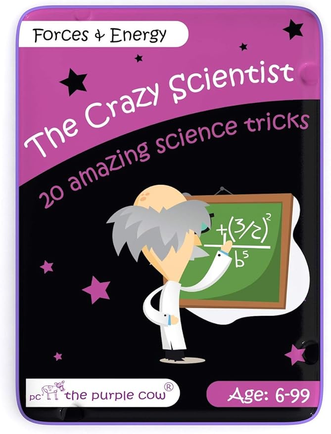 The Purple Cow- The Crazy Scientist Science Tricks Card Set, Forces and Energy, Science Experiment kit for Kids Both Boys and Girls 6 Years and Older, Instructions Inside – Amazing STEM Learning
