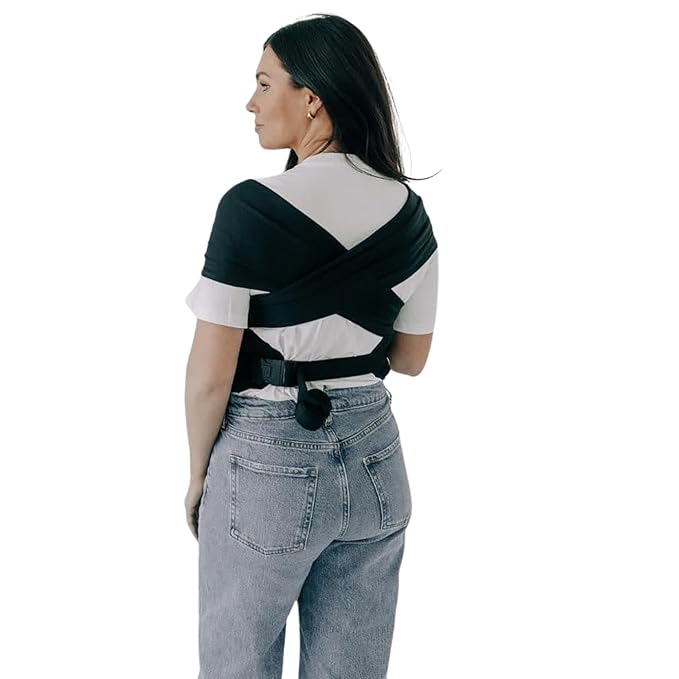 Tushbaby Pearl Wrap Carrier – Ergonomic Wrap for Newborns 8-20 lbs – Hands-Free Baby Carrier with Storage, Bottle Holder & Wipe Attachment – Soft, Breathable Fabric & Adjustable Fit – Easy On/Off