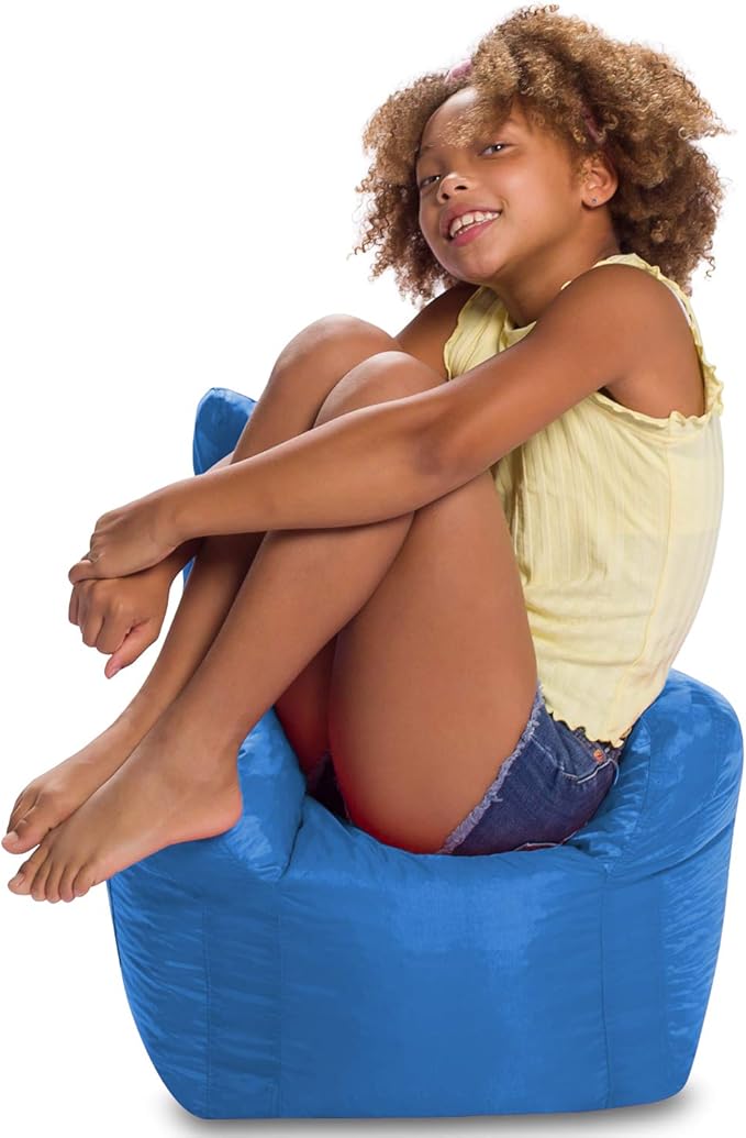 Posh Creations Bean Bag Structured Seat for Toddlers and Kids, Comfy Chair for Children, Pasadena, Royal Blue