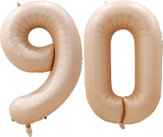 GOER Number 90 Balloons for 90th Birthday Party Decorations,42 Inch Jumbo Foil Helium Balloons for 90th Anniversary (Caramel)