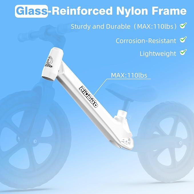 Ridego 12 or 14 Inch Balance Bike for Kids 2-6 Year Old,Lightweight Kids Bike with Adjustable Seat, Push Bicycle with Air Rubber Tires，Ride-on Toys Birthday Gift