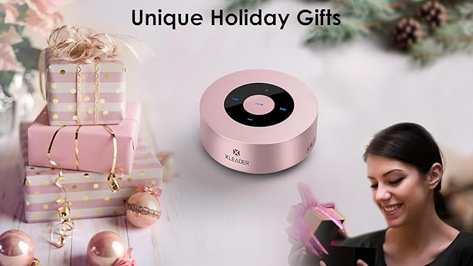 XLEADER Mini Bluetooth Speaker (Gift Box Packed) Portable Speakers Bluetooth Wireless with Micro SD/Mic/Aux Input, Touch Screen, 12H Playtime, Cute Pink Small Speaker for iPhone Laptop Shower Office