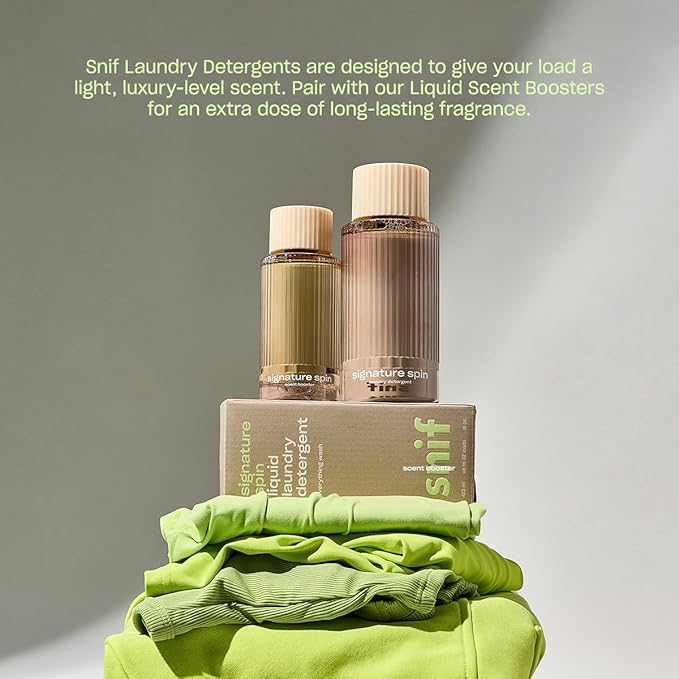 Snif Signature Spin Laundry Detergent, Classic, Clean and Crisp Scent, 32 Loads, Non-Irritating to Skin, Clean, Non-Toxic, Vegan, Cruelty Free, 16oz