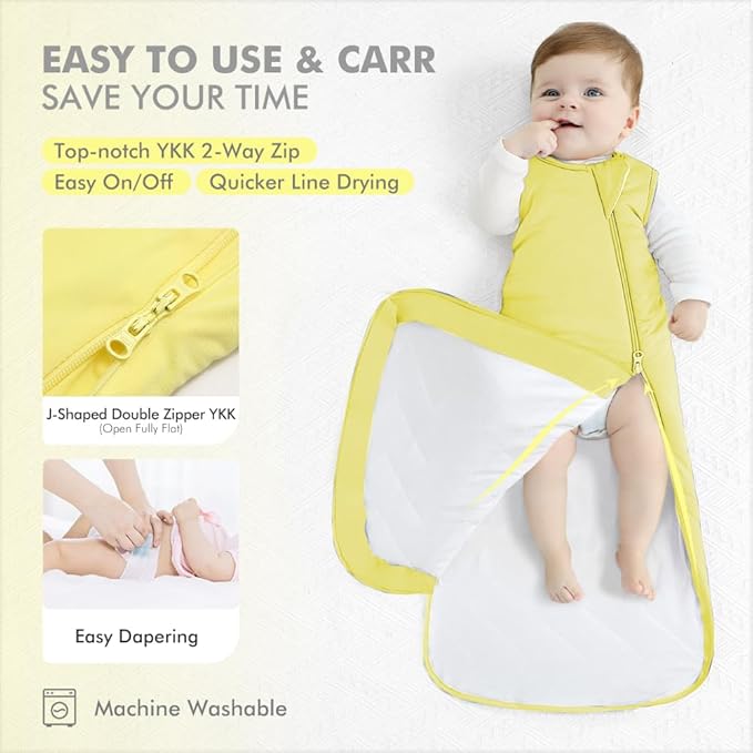 HAPIU Unisex Rayon Made from Bamboo Baby Sleep Sack TOG 1.0, 2-Way Zipper YKK, Wearable Blanket Baby