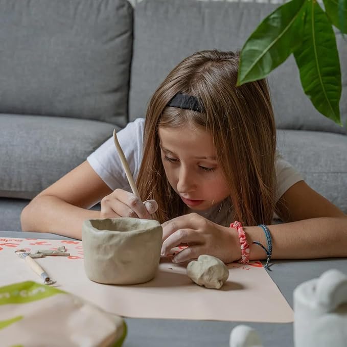Sculpd - The Original Kids Pottery Kit, Air-Dry Clay Starter Kit for Kids Age 7+, Air Dry Clay with 5 Colour Paint Set, Paintbrushes, Pottery Tools, Sponge and Step-by-Step Guide