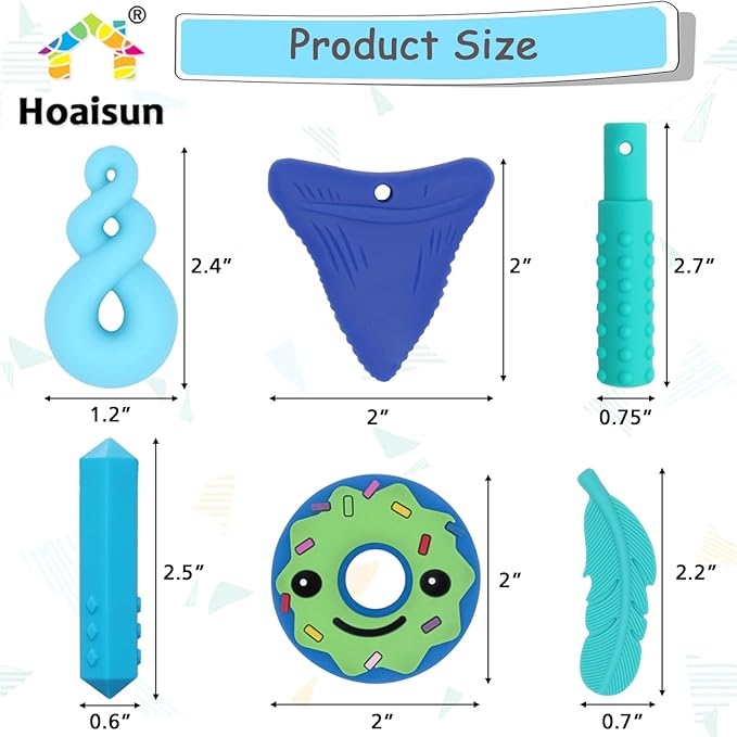 Chew Necklaces for Sensory Kids, 6 PCS Sensory Chew Necklaces for Boys Girls with ADHD, SPD, Autism, Chewing Needs, Silicone Chewy Necklaces Chew Toys for Adults Used for Reliving Anxiety and Stress