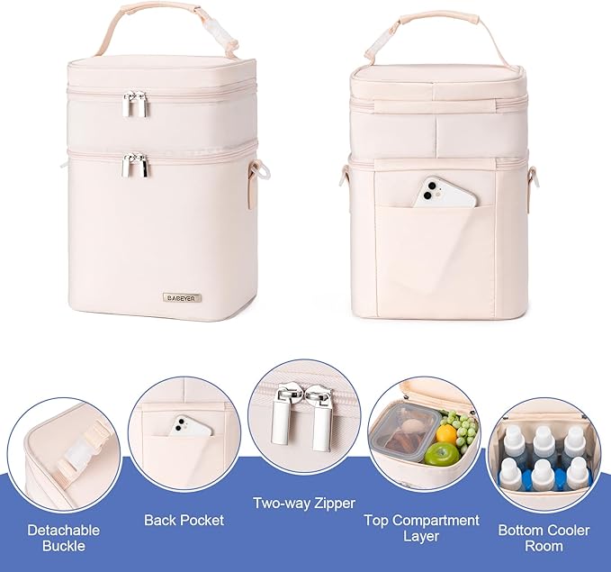 Breastmilk Cooler Bag with Ice Pack Fits 6 Baby Bottles Up to 9 Ounce