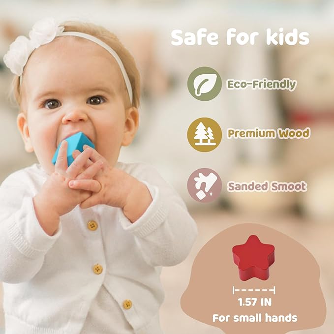 Shape Sorter - Montessori Wooden Learning Shapes Toy with 17 Shape Blocks - Early Education and Sensory Development Storage Pull Car for Toddlers, SSC03