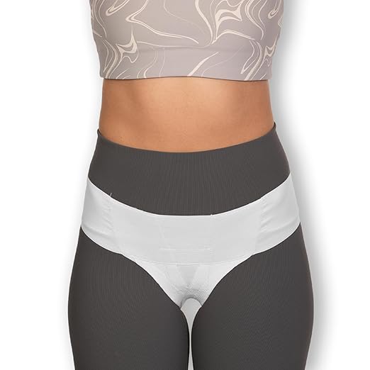 Patented Women’s Pelvic Floor Orthotic Support Belt ― Uterus Pain Relief Girdle for Dropped Bladder, Vulvar Varicosities, Postpartum Recovery, SPD | Low Waist - White (S)