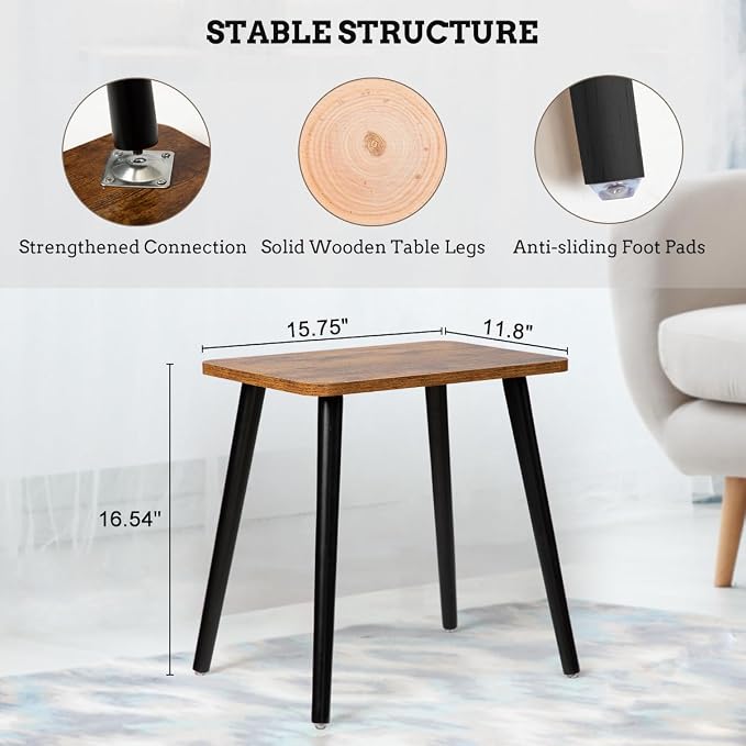 FORAOFUR End Table Set of 2, Modern Wooden Side Table - Image 3