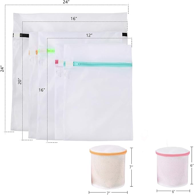 BAGAIL Laundry Bags Mesh Wash Bag for Intimates Lingerie and Delicates,7Pcs(1XL,2L,2M,2 Bra Bags)