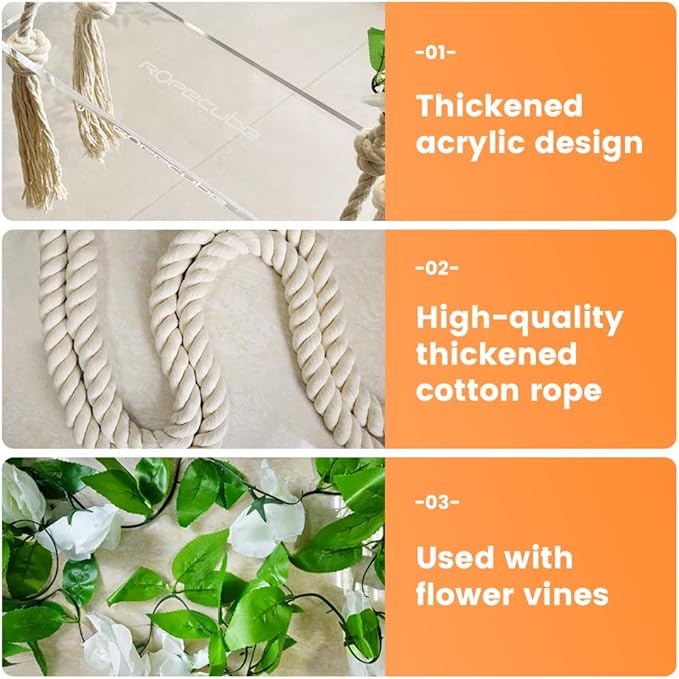 Transparent Acrylic Swing，Adjustable Rope Tree Swing Set for Kids & Adults 550 lbs Load Capacity Non-Slip Thickening Playground Swing Set Accessories Ideal for Indoor & Outdoor