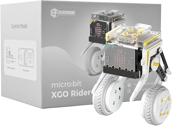 ELECFREAKS Micro:bit XGO Rider Kit Makecode Programing Two-Wheeled Robot,Self-Balancing Car Bionic Built-in IMU and Brushless Motor All-Metal Servo,Opens Underlying Python Protocol(Without microbit)