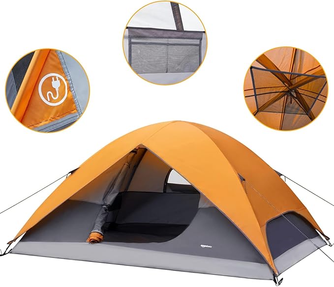 Amazon Basics Camping Tent, 3-Season Dome Design with Rainfly