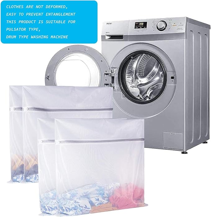 Laundry Mesh Bag-Heavy Duty Mesh Laundry Bags,Laundry Bags Mesh Wash Bag for Washing Machine-Supper Zipper Net Laundry Bag for Travel,Lingerie,Sweater,Garment,Undergarment 4（24Inch×24Inch）