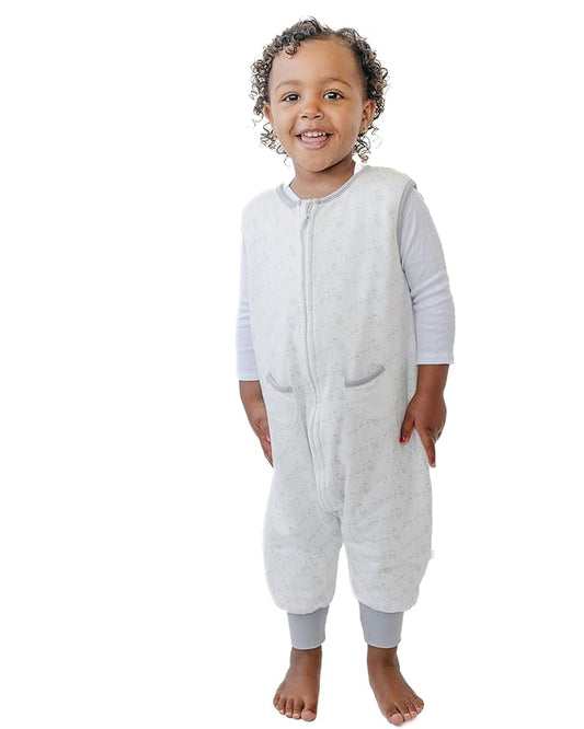 Tealbee DREAMSUIT: Toddler Sleep Sack with Feet 3T 4T - 1.2 TOG Lightweight Baby Wearable Blanket for Walkers - Rayon made from Bamboo, Organic Cotton Sleeping Bag - Love Milk