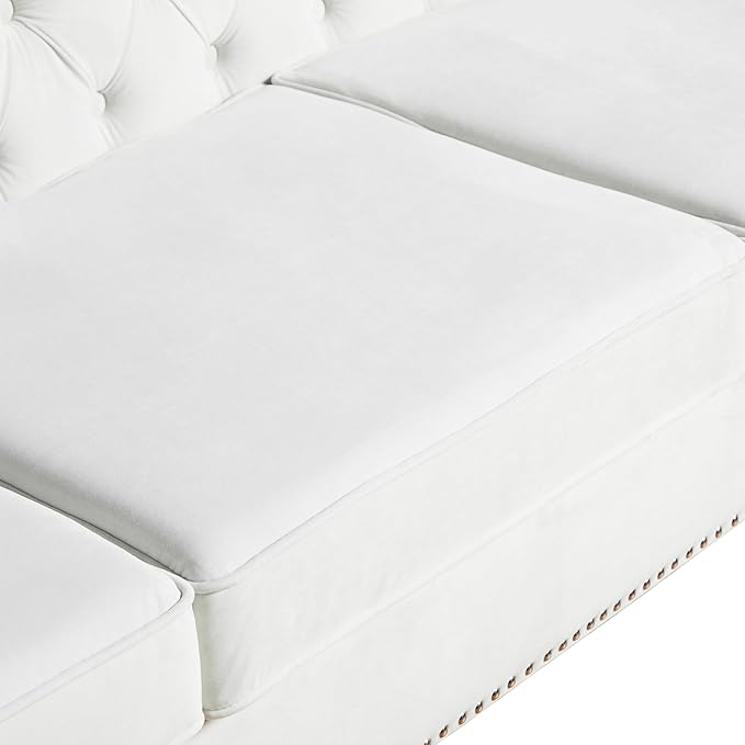 LEVNARY White Velvet Chair for Bedroom, Upholstered Sofa Chair - Image 5