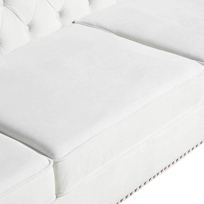 LEVNARY Chesterfield Loveseat Velvet, Upholstered Sofa - Image 6