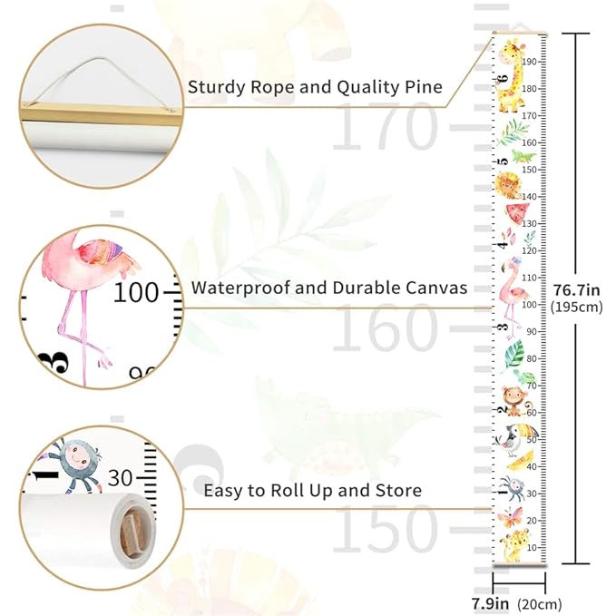 Baby Growth Chart for Wall - Height Chart for Kids Nursery Decor Wall Hanging Measurement Ruler Toddler Room Decor Play Room Essentials Birthday Christmas Gifts for Boys Girls 79"X7.9" (Unicorn)