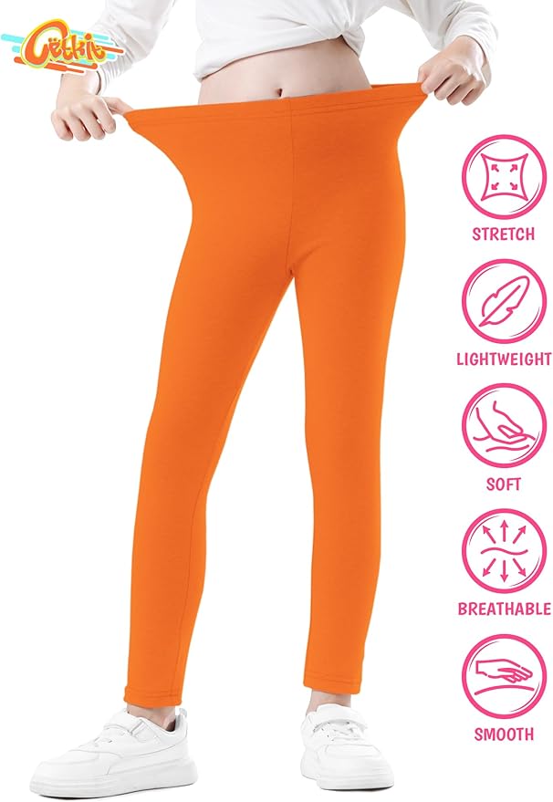 Girls Leggings Cotton Leggings for Toddler Footless Girls Pants Stretchy Baby Girl's Pants Infant Basic Leggings Size 6M -14Y