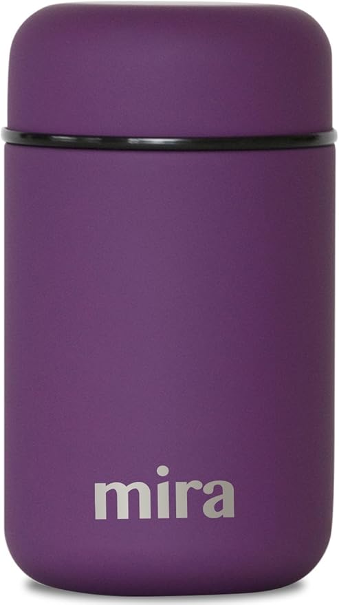 MIRA Insulated Food Jar Thermo for Hot Food & Soup, Compact Stainless Steel Vacuum Lunch Container for Meals To Go - 13.5 oz, Purple
