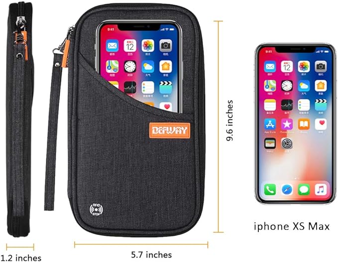 defway Passport Holder Travel Wallet - Family Passport Holder of 4, RFID Blocking Passport Wallet for Men Women, Travel Essentials for Flying, BLACK