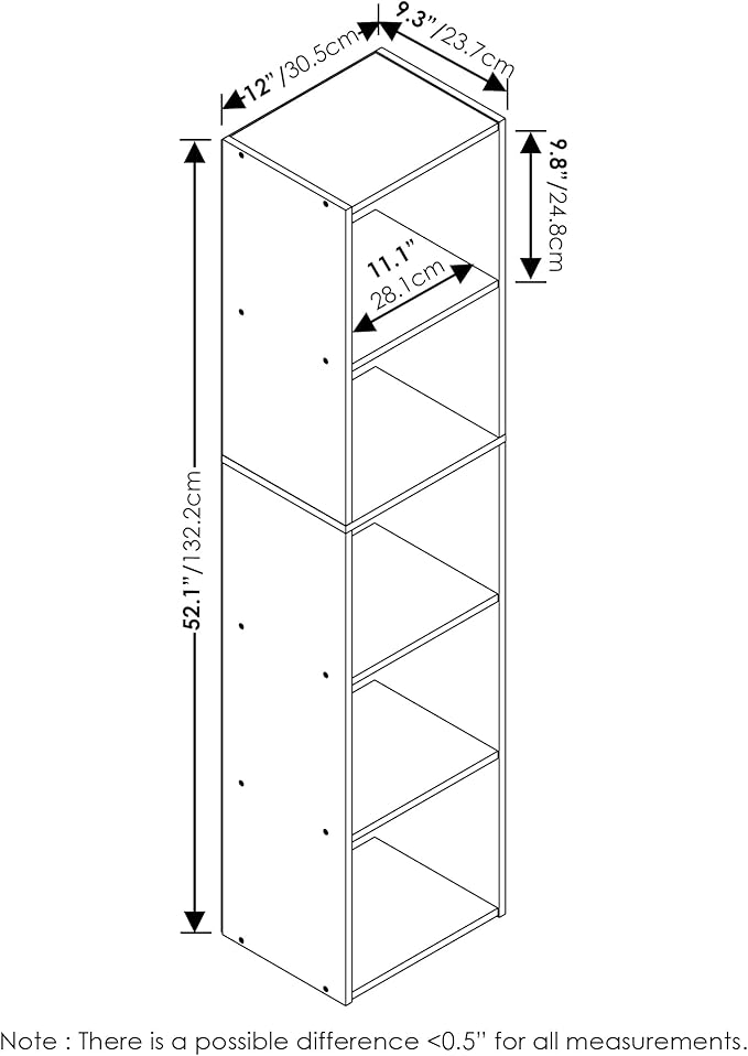 Furinno Luder Bookcase / Book / Storage, 5-Tier Cube, Light Blue/White