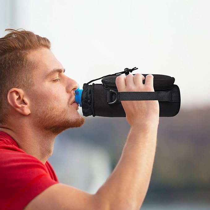 icolor Water Bottle Carrier Bag with Strap 25/32/40 oz Crossbody Bottle Holder with Phone Pocket Sling Sleeve Insulated Neoprene Water Bottle Pouch for Walking Travelling