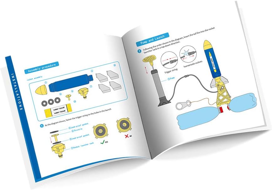 PLAYSTEM Outdoor Water Powered Rocket Physics Learning Set-with Rocket Tail, Body and Pump DIY Rocket Science Experiment Kit- Space STEM Outdoor Toys Gift for Kids,Teens, Boys & Girls