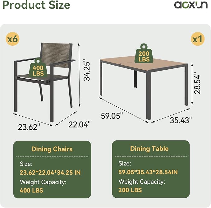 Aoxun 8-Piece Patio Table and Chairs Set & 15ft Patio Umbrella - Image 4