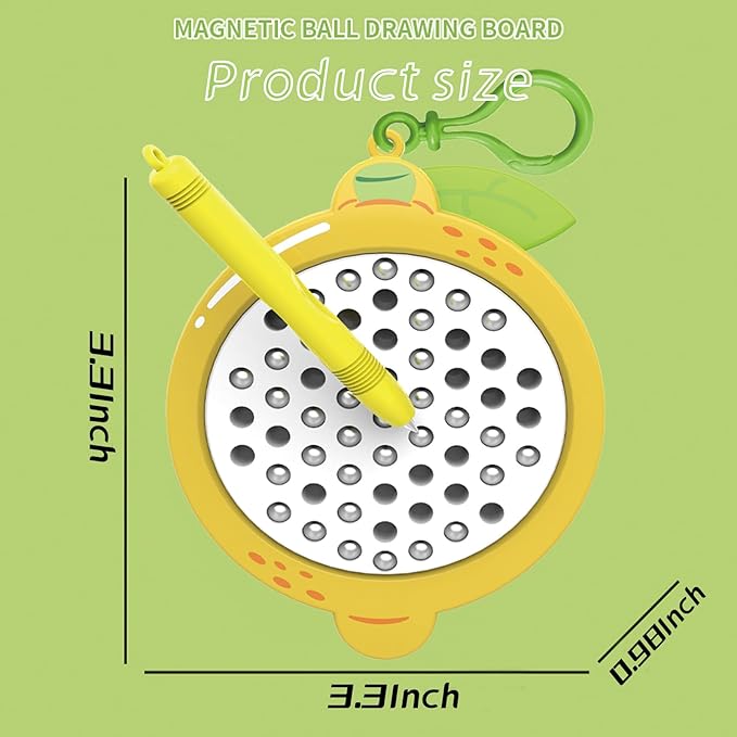 1pcs Lemon Magnetic Drawing Board for Kids & Toddlers with Beads and Magnet Stylus Pen - Magnetic Travel Toy for Airplane & Car Ride Activities for Kids