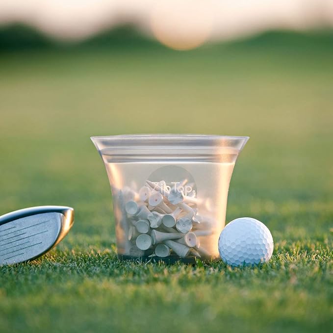 Zip Top Reusable Food Storage Bags | Short Cup [Gray] | Silicone Meal Prep Container | Microwave, Dishwasher and Freezer Safe | Made in the USA