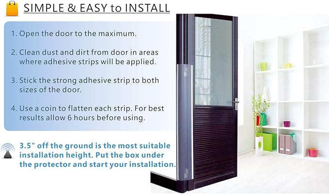 2 PCS AILUOQI Door Jam Shield Finger Pinch Guard for Baby Proofing, Kids, Hinge Cover Pinch Guard for 90 & 180 Degree Doors Frame & Baby Gate. 47.2" H, 6.7" W. 2 Pieces Set