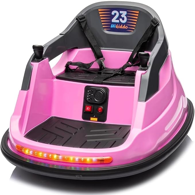 Baby Bumper Car, 6V Electric Kids Bumper Car for Toddlers with Remote Control, Bluetooth - Baby Pink