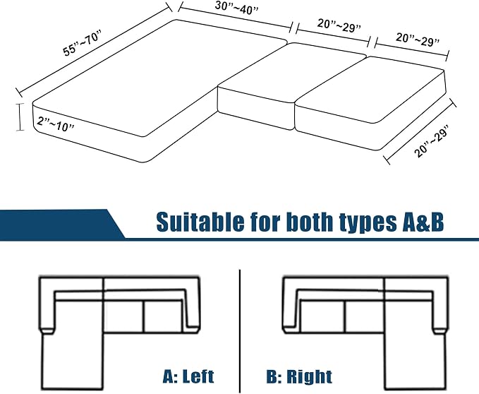Water Repellent Sectional Couch Covers L Shape, Stretch Sofa Seat Cushion - Image 4