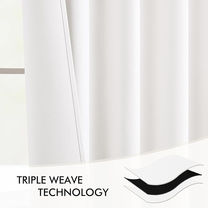 MIULEE Pure White Back Tab Blackout Curtains 102 Inch Long 2 Panels Set for Bedroom, Rod Pocket/Pinch Pleated Thermal Insulated Living Room Darkening Light Blocking Floor to Ceiling Drapes